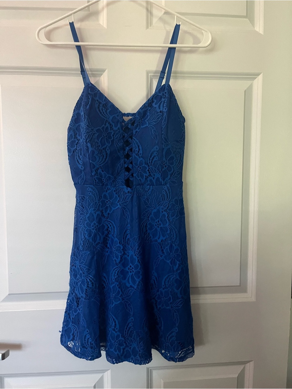 Material Girl Royal Blue Lace Fit-and-Flare Dress